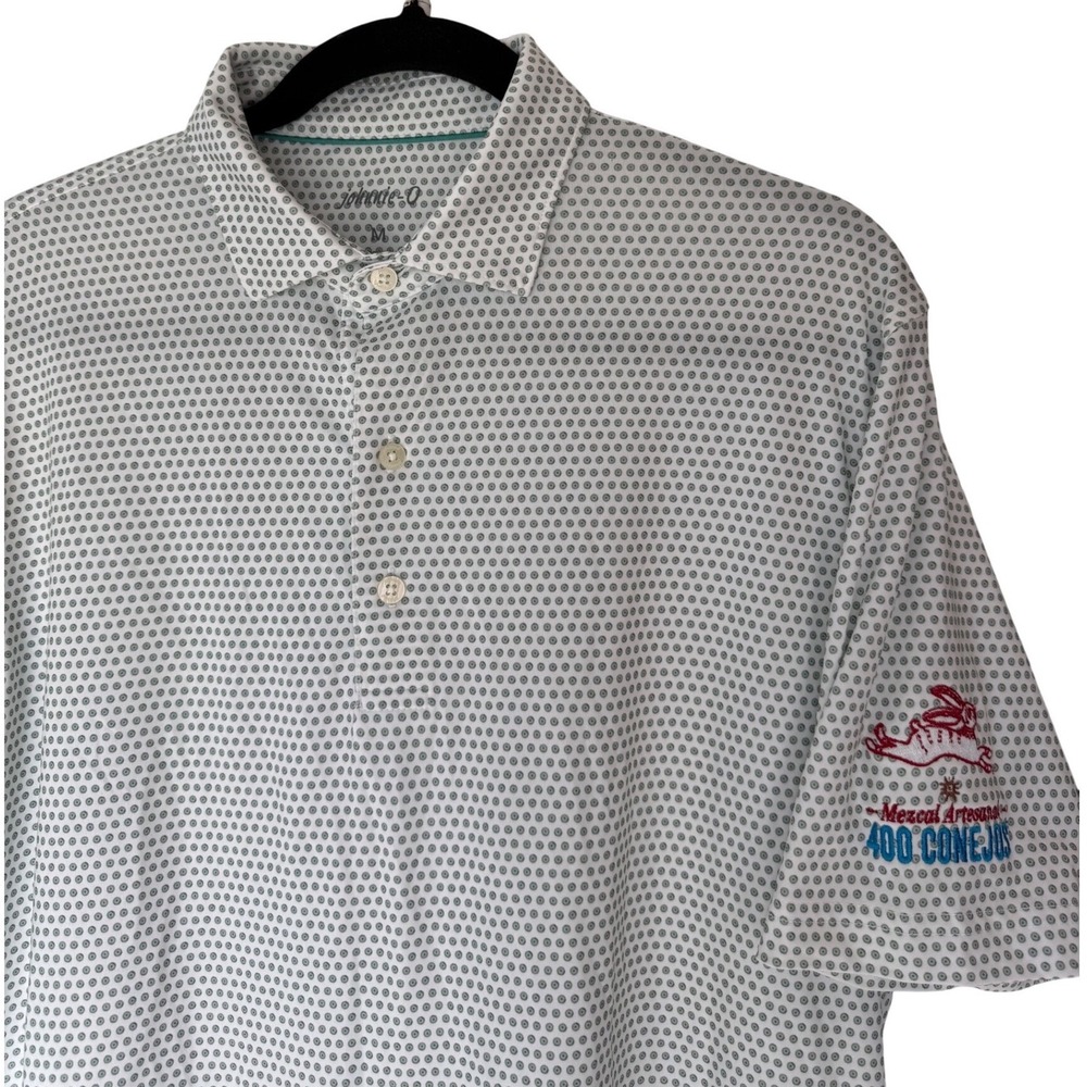 Johnnie-O M 400 Conejos Mezcal Performance Polo Shirt White Green Tequila Golf M